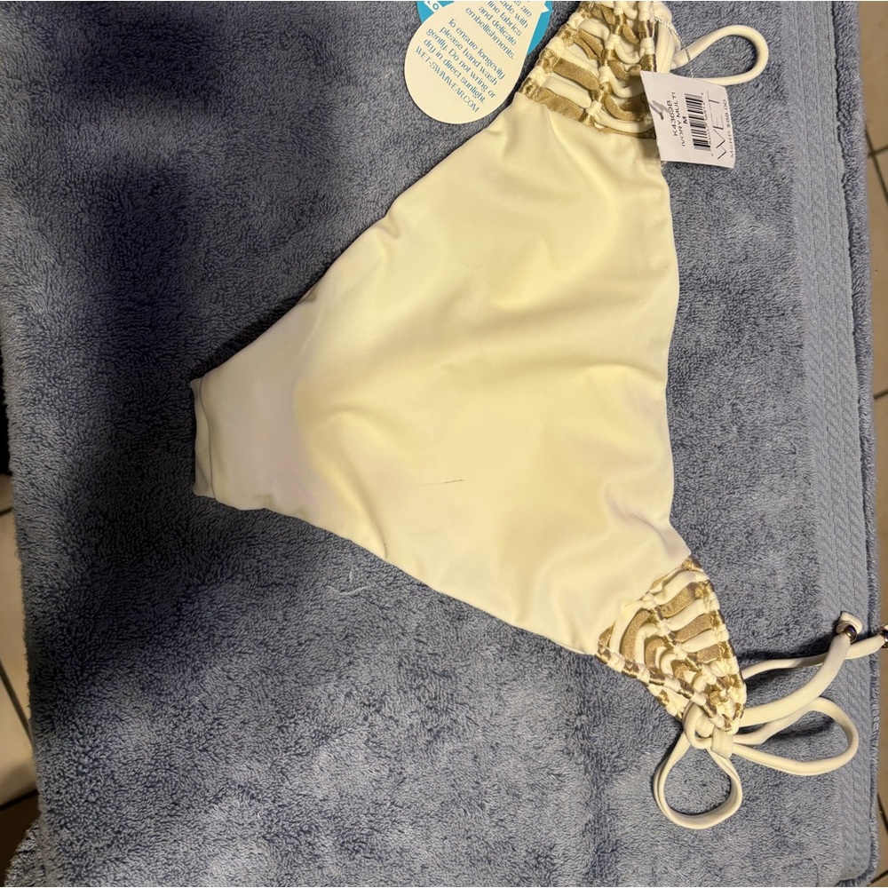 Wet M WeWoreWhat Cream and Gold Bikini Top box # 2